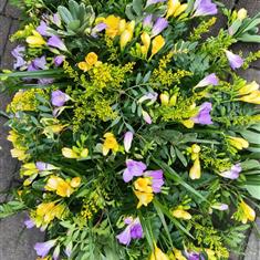Mixed freesia coffin spray 3ft 