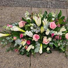 Pink &amp; white coffin spray from 3ft